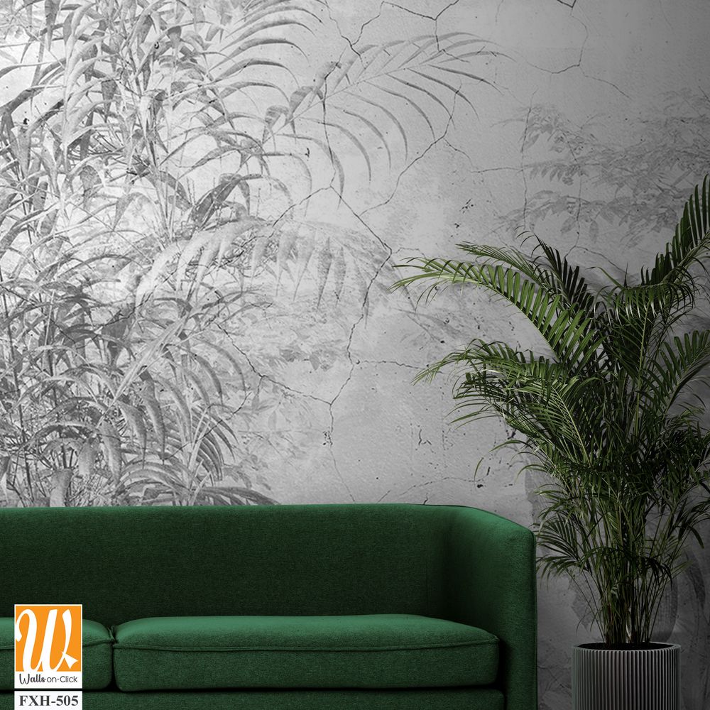 Tropical leaves and Trees Wallpaper design - 3D illustration [WP-FXH-505]