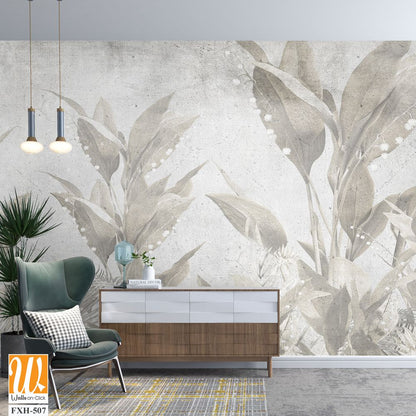 Tropical leaves and Trees Wallpaper design - 3D illustration [WP-FXH-507]