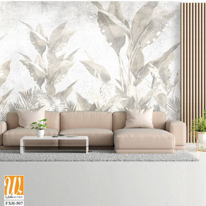 Tropical leaves and Trees Wallpaper design - 3D illustration [WP-FXH-507]