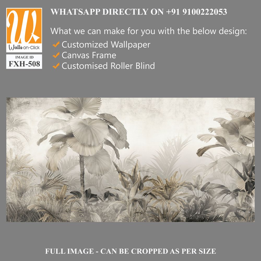 Tropical leaves and Trees Wallpaper design - 3D illustration [WP-FXH-508]