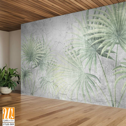 Tropical leaves and Trees Wallpaper design - 3D illustration [WP-FXH-509]