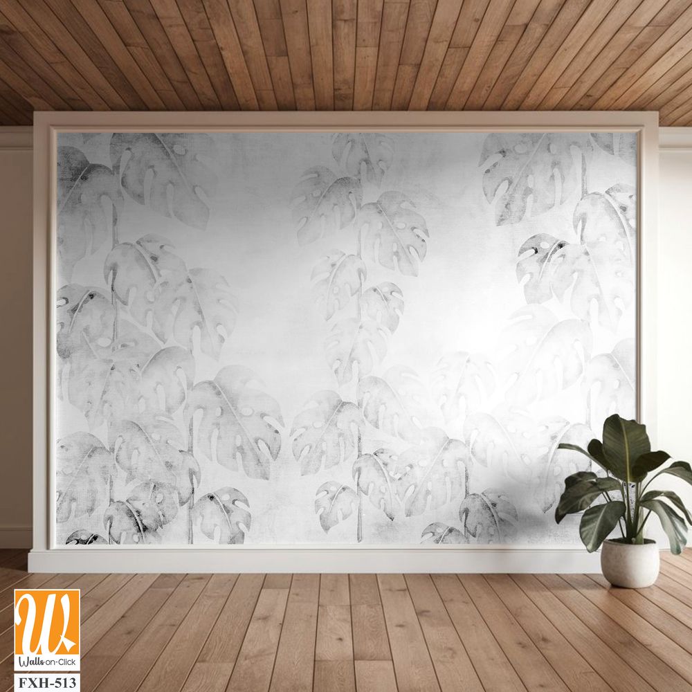 Tropical leaves and Trees Wallpaper design - 3D illustration [WP-FXH-513]