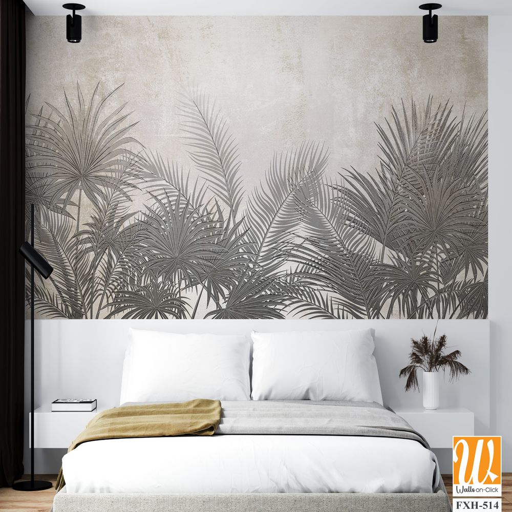 Tropical leaves and Trees Wallpaper design - 3D illustration [WP-FXH-514]