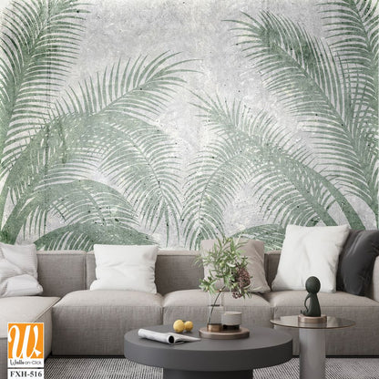 Tropical leaves and Trees Wallpaper design - 3D illustration [WP-FXH-516]