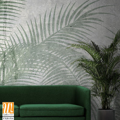 Tropical leaves and Trees Wallpaper design - 3D illustration [WP-FXH-516]