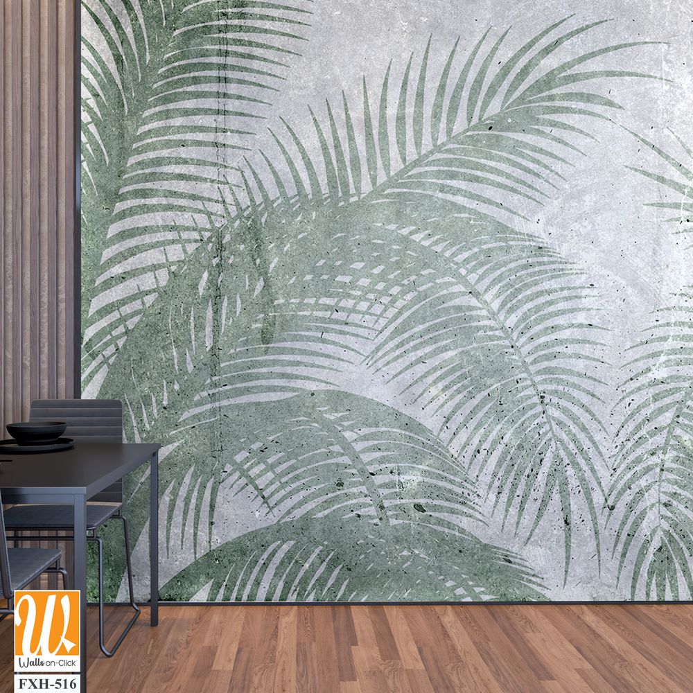 Tropical leaves and Trees Wallpaper design - 3D illustration [WP-FXH-516]