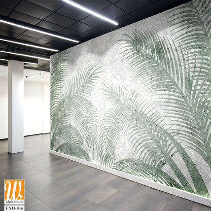 Tropical leaves and Trees Wallpaper design - 3D illustration [WP-FXH-516]