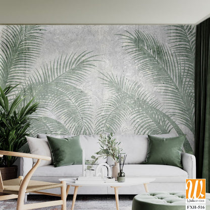 Tropical leaves and Trees Wallpaper design - 3D illustration [WP-FXH-516]