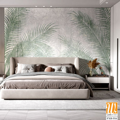 Tropical leaves and Trees Wallpaper design - 3D illustration [WP-FXH-516]