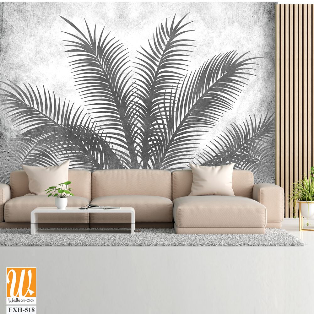 Tropical leaves and Trees Wallpaper design - 3D illustration [WP-FXH-518]