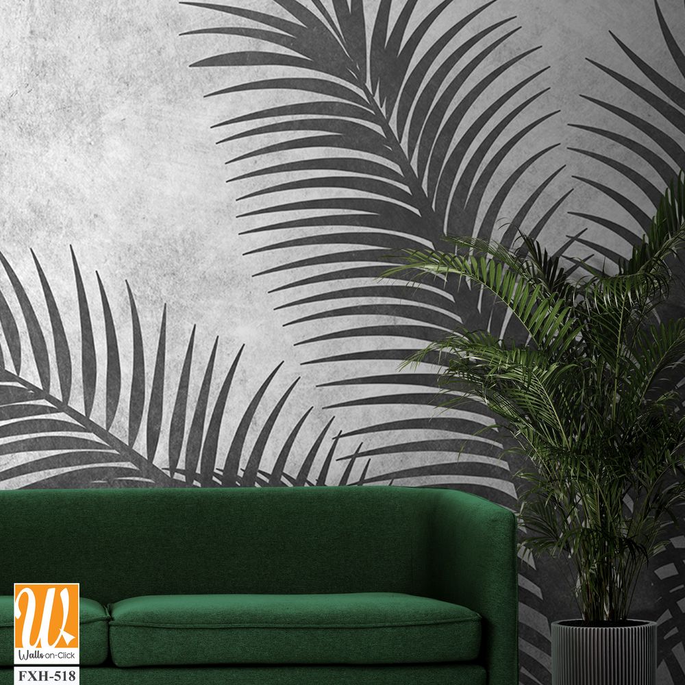 Tropical leaves and Trees Wallpaper design - 3D illustration [WP-FXH-518]