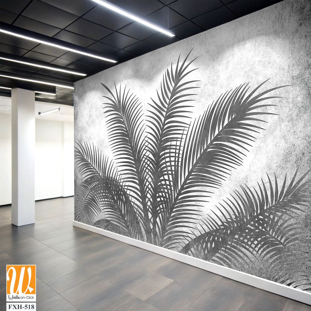 Tropical leaves and Trees Wallpaper design - 3D illustration [WP-FXH-518]