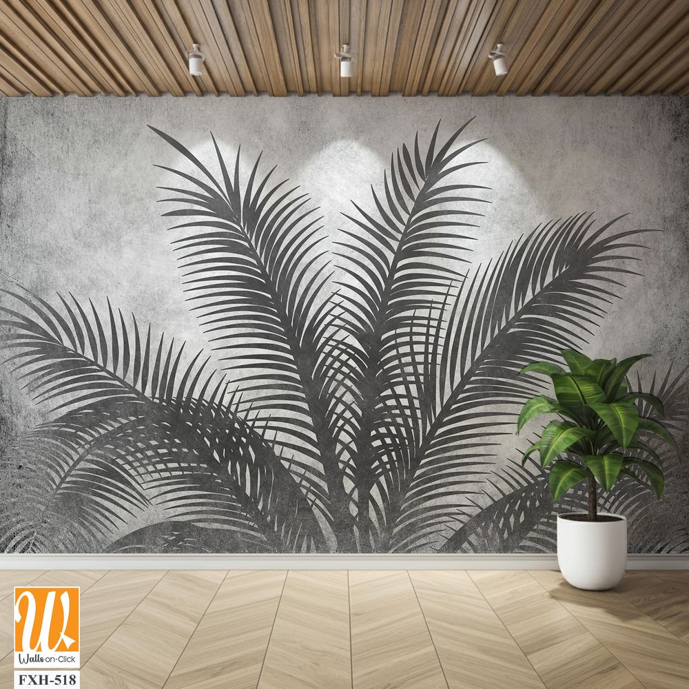 Tropical leaves and Trees Wallpaper design - 3D illustration [WP-FXH-518]