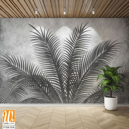 Tropical leaves and Trees Wallpaper design - 3D illustration [WP-FXH-518]