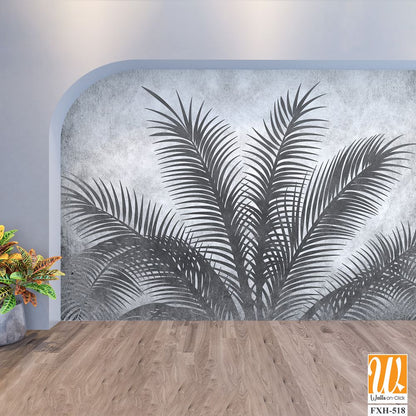 Tropical leaves and Trees Wallpaper design - 3D illustration [WP-FXH-518]