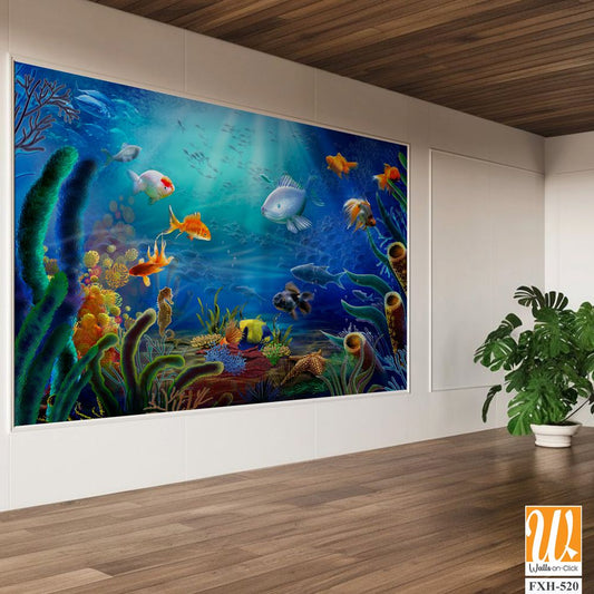 Tropical colorful beautiful underwater life with fish [WP-FXH-520]