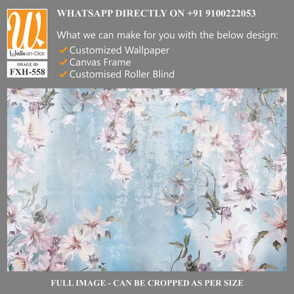 Flowers on a textural background, art drawing, photo wallpaper in light colors [WP-FXH-558]