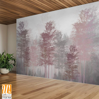 Tropical Trees and leaves wallpaper design for digital printing - 3D illustration [WP-FXH-568]