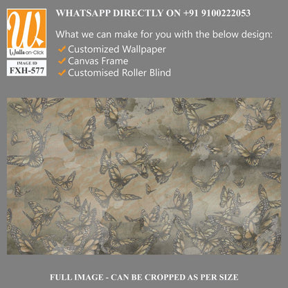 Texture background on which flying butterflies are visible, drawing in gray tones, photo wallpaper [WP-FXH-577]