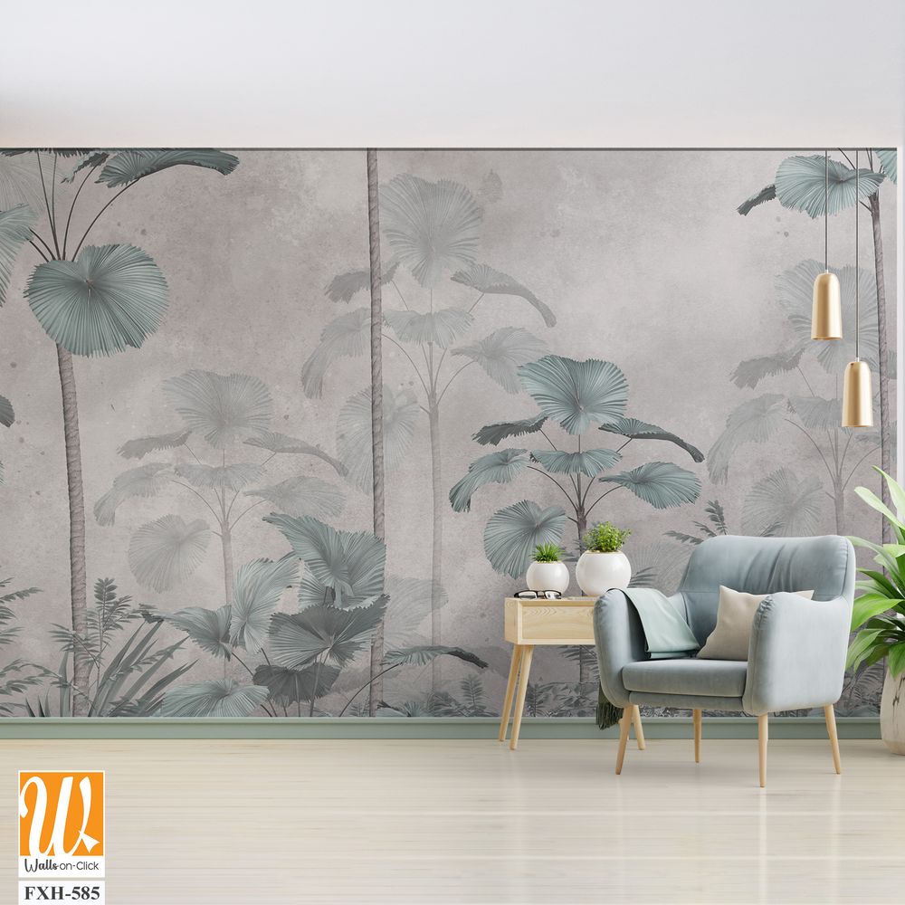 Tropical Trees wallpaper design for digital printing - Mural - 3D illustration [WP-FXH-585]