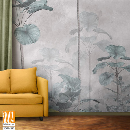 Tropical Trees wallpaper design for digital printing - Mural - 3D illustration [WP-FXH-585]