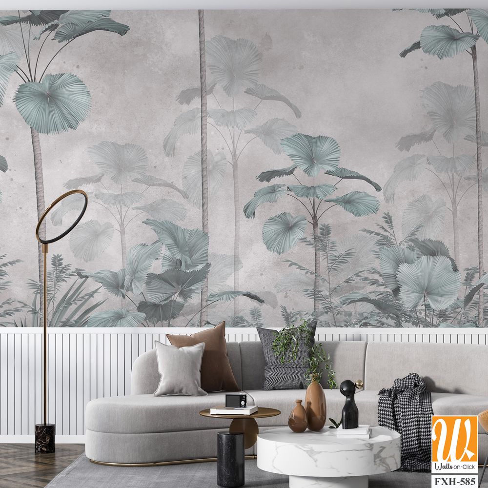 Tropical Trees wallpaper design for digital printing - Mural - 3D illustration [WP-FXH-585]