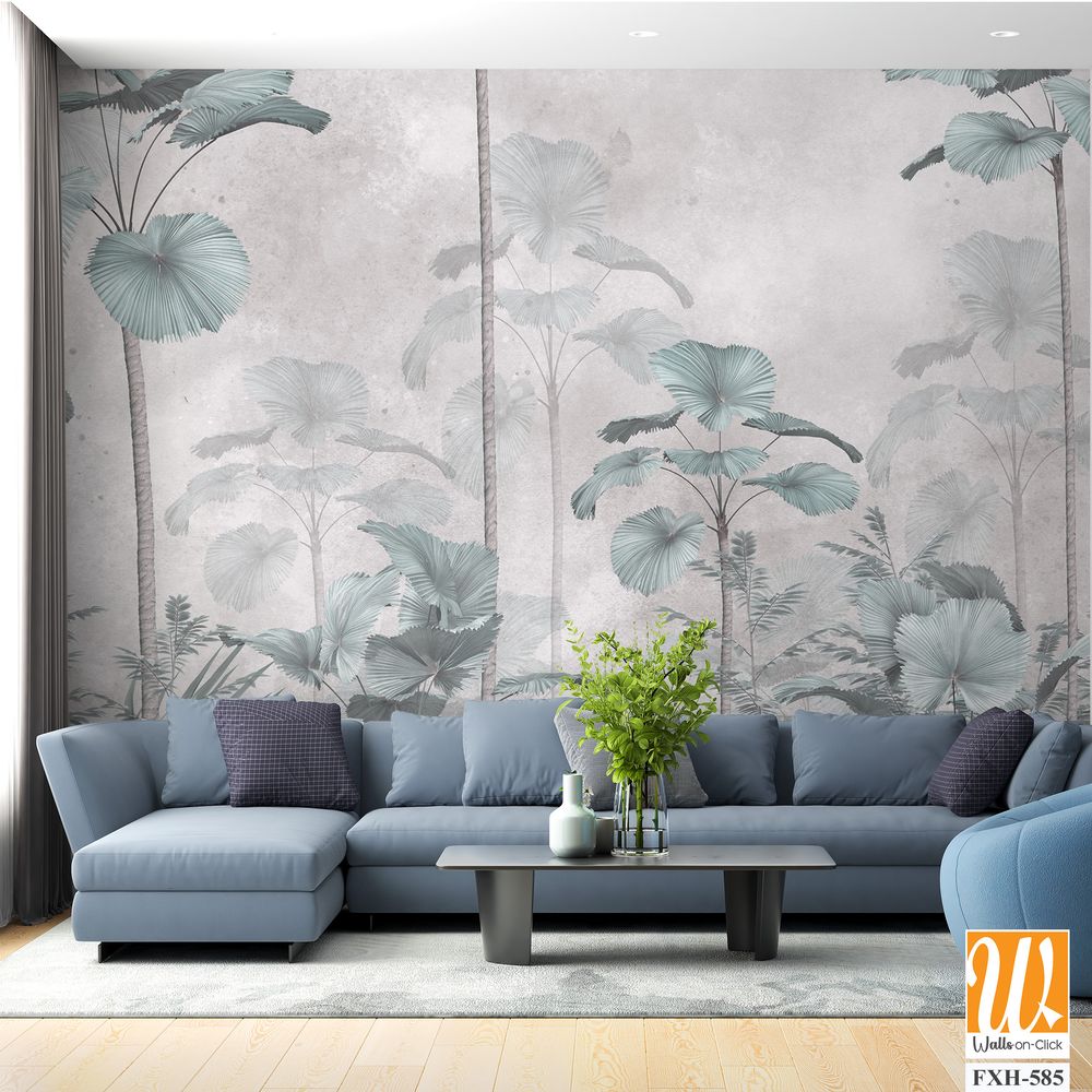 Tropical Trees wallpaper design for digital printing - Mural - 3D illustration [WP-FXH-585]