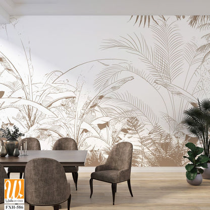 Tropical Trees wallpaper design for digital printing - Mural - 3D illustration [WP-FXH-586]