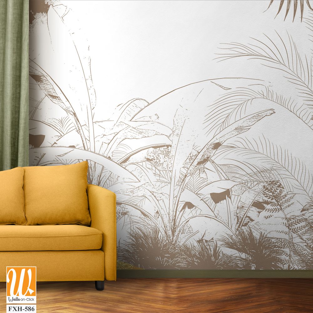 Tropical Trees wallpaper design for digital printing - Mural - 3D illustration [WP-FXH-586]