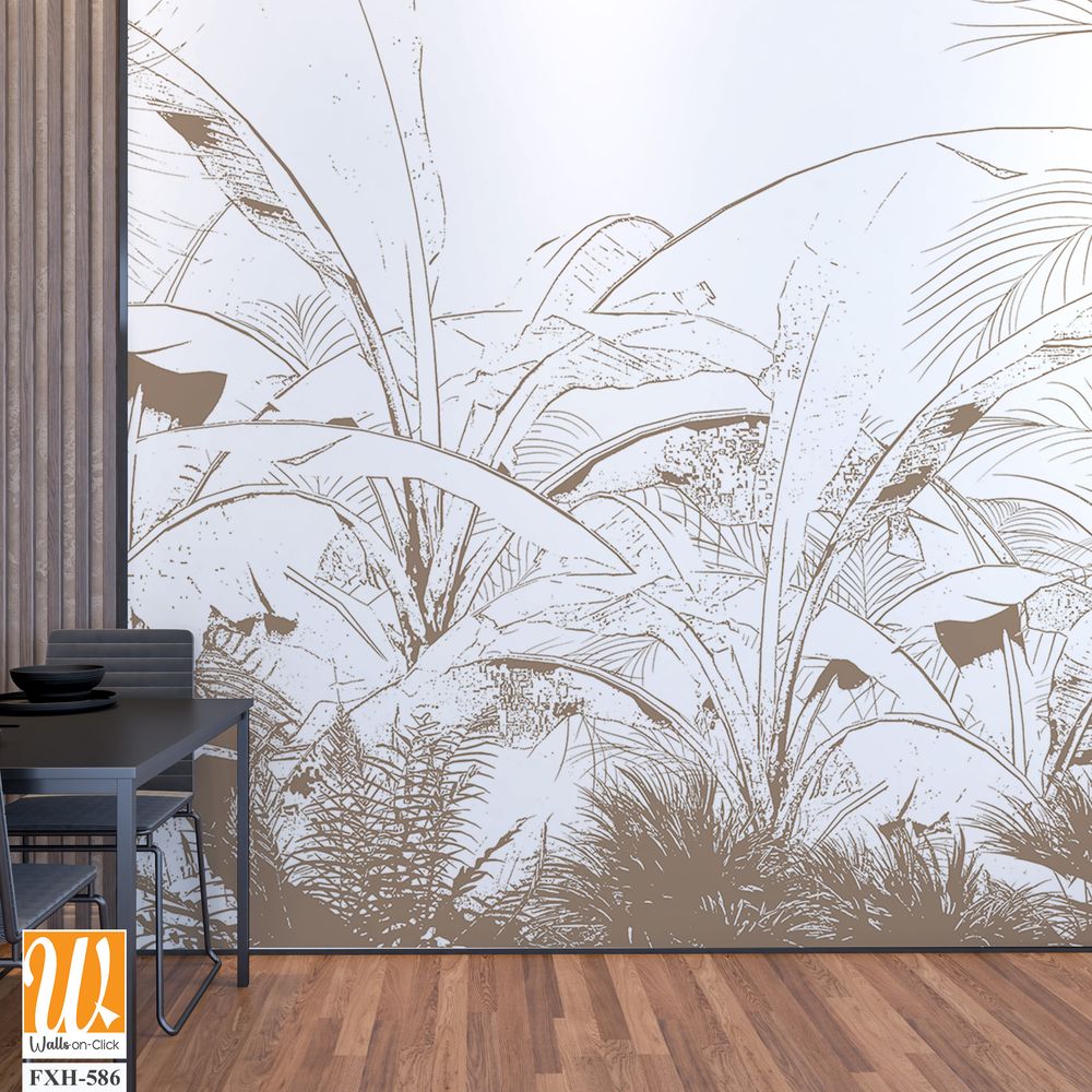 Tropical Trees wallpaper design for digital printing - Mural - 3D illustration [WP-FXH-586]