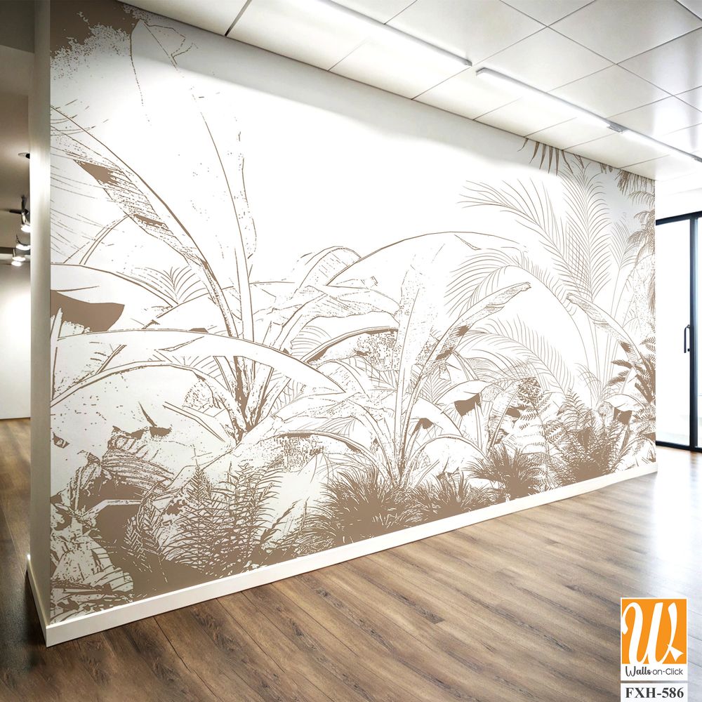 Tropical Trees wallpaper design for digital printing - Mural - 3D illustration [WP-FXH-586]