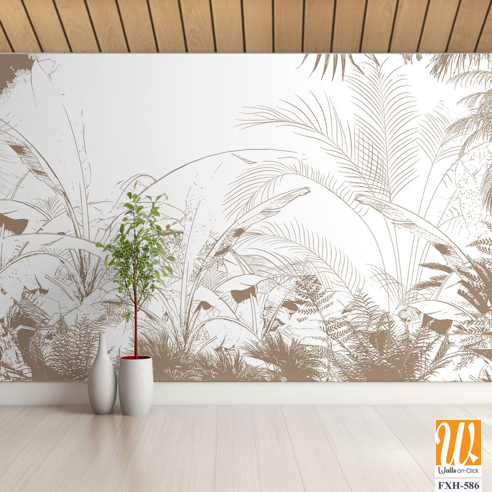 Tropical Trees wallpaper design for digital printing - Mural - 3D illustration [WP-FXH-586]