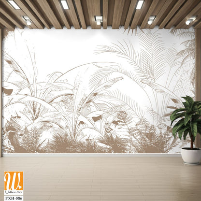 Tropical Trees wallpaper design for digital printing - Mural - 3D illustration [WP-FXH-586]