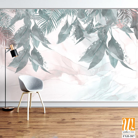 Tropical Trees wallpaper design for digital printing - Mural - 3D illustration [WP-FXH-587]