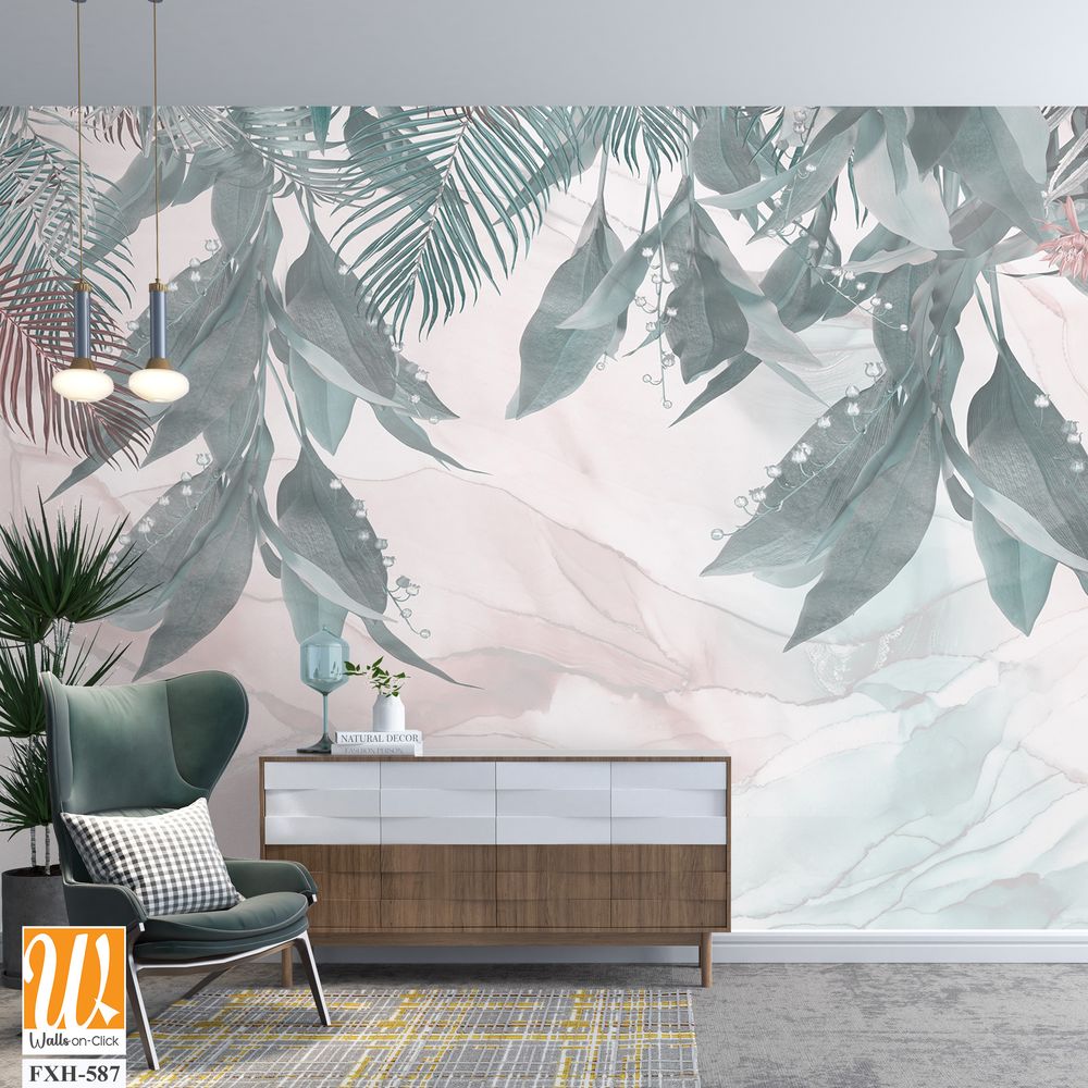 Tropical Trees wallpaper design for digital printing - Mural - 3D illustration [WP-FXH-587]