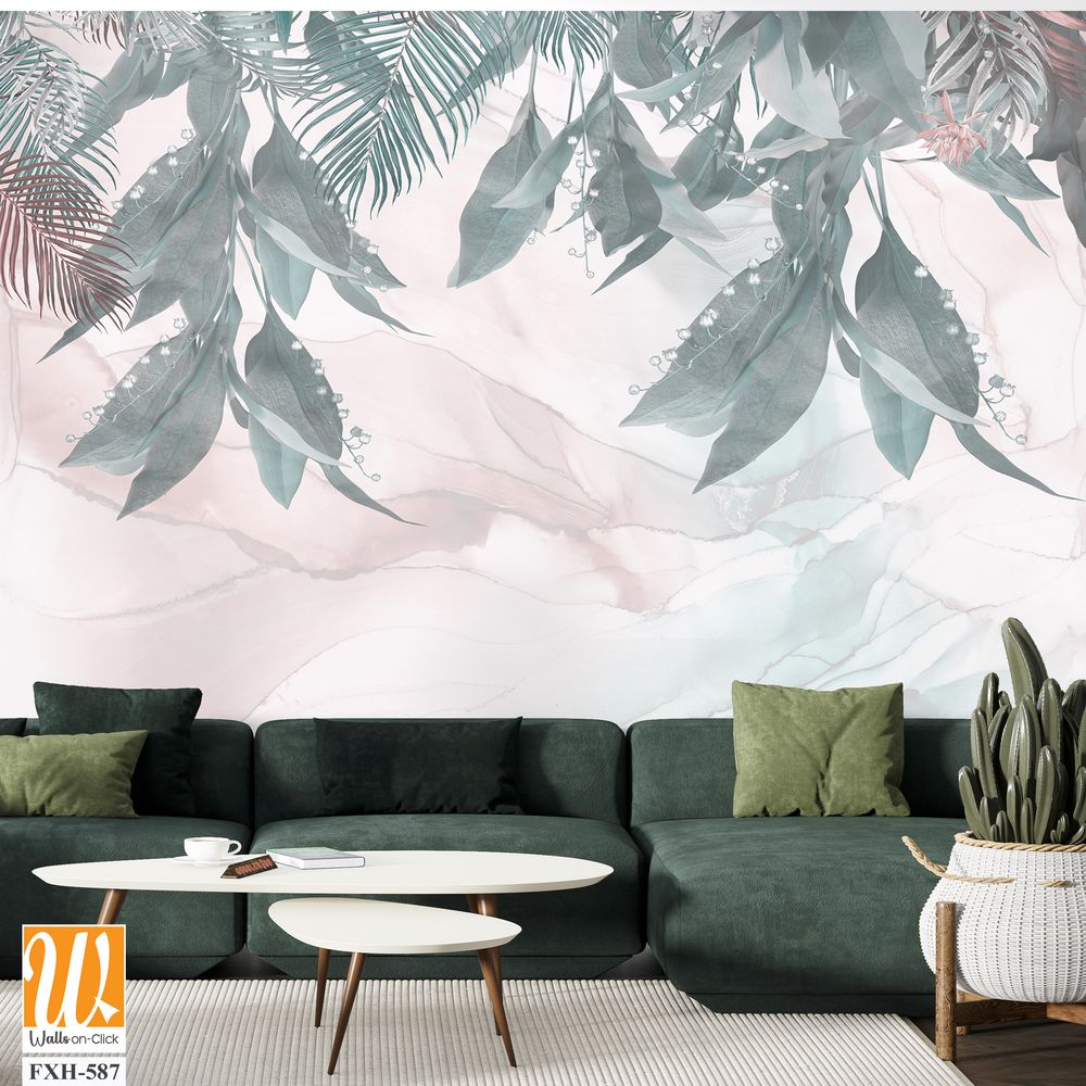 Tropical Trees wallpaper design for digital printing - Mural - 3D illustration [WP-FXH-587]