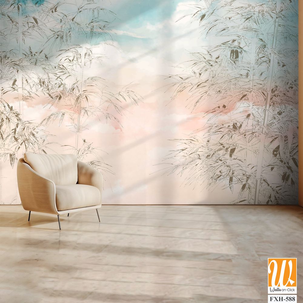 Tropical Trees wallpaper design for digital printing - Mural - 3D illustration [WP-FXH-588]