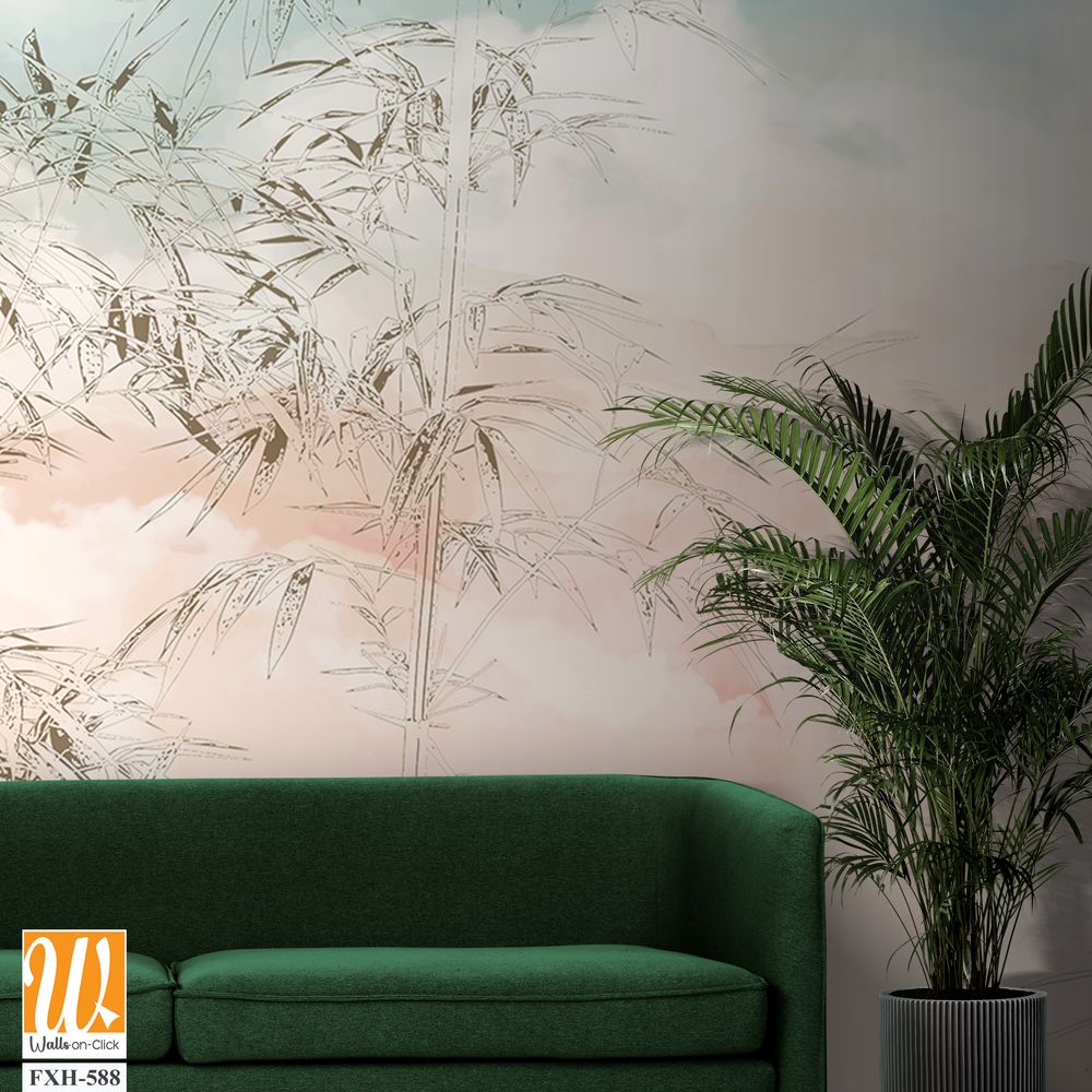 Tropical Trees wallpaper design for digital printing - Mural - 3D illustration [WP-FXH-588]