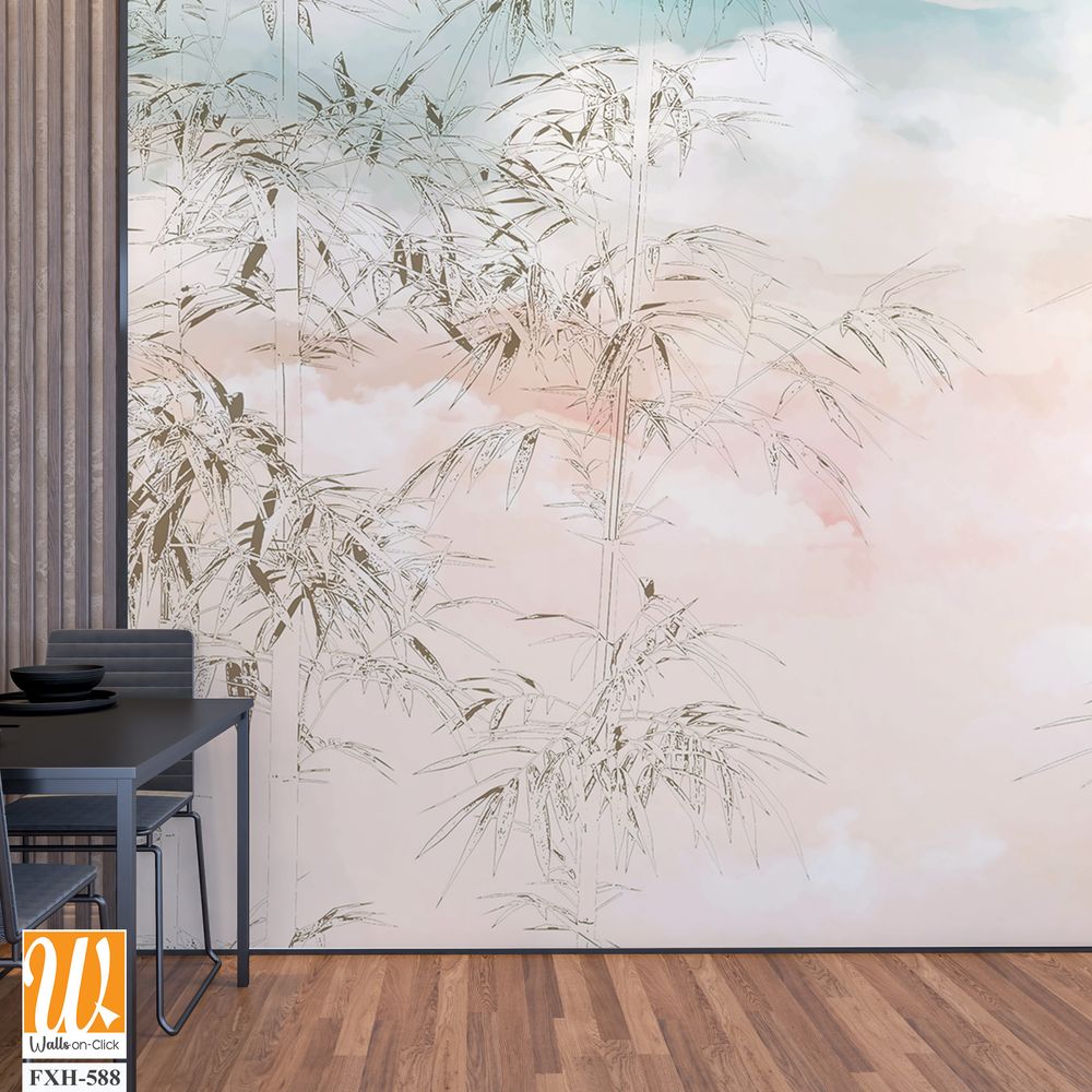 Tropical Trees wallpaper design for digital printing - Mural - 3D illustration [WP-FXH-588]