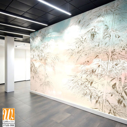 Tropical Trees wallpaper design for digital printing - Mural - 3D illustration [WP-FXH-588]