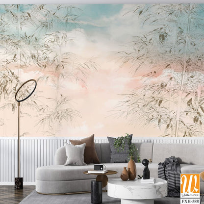 Tropical Trees wallpaper design for digital printing - Mural - 3D illustration [WP-FXH-588]