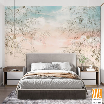 Tropical Trees wallpaper design for digital printing - Mural - 3D illustration [WP-FXH-588]