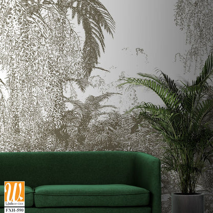 Tropical Trees wallpaper design for digital printing - Mural - 3D illustration [WP-FXH-590]