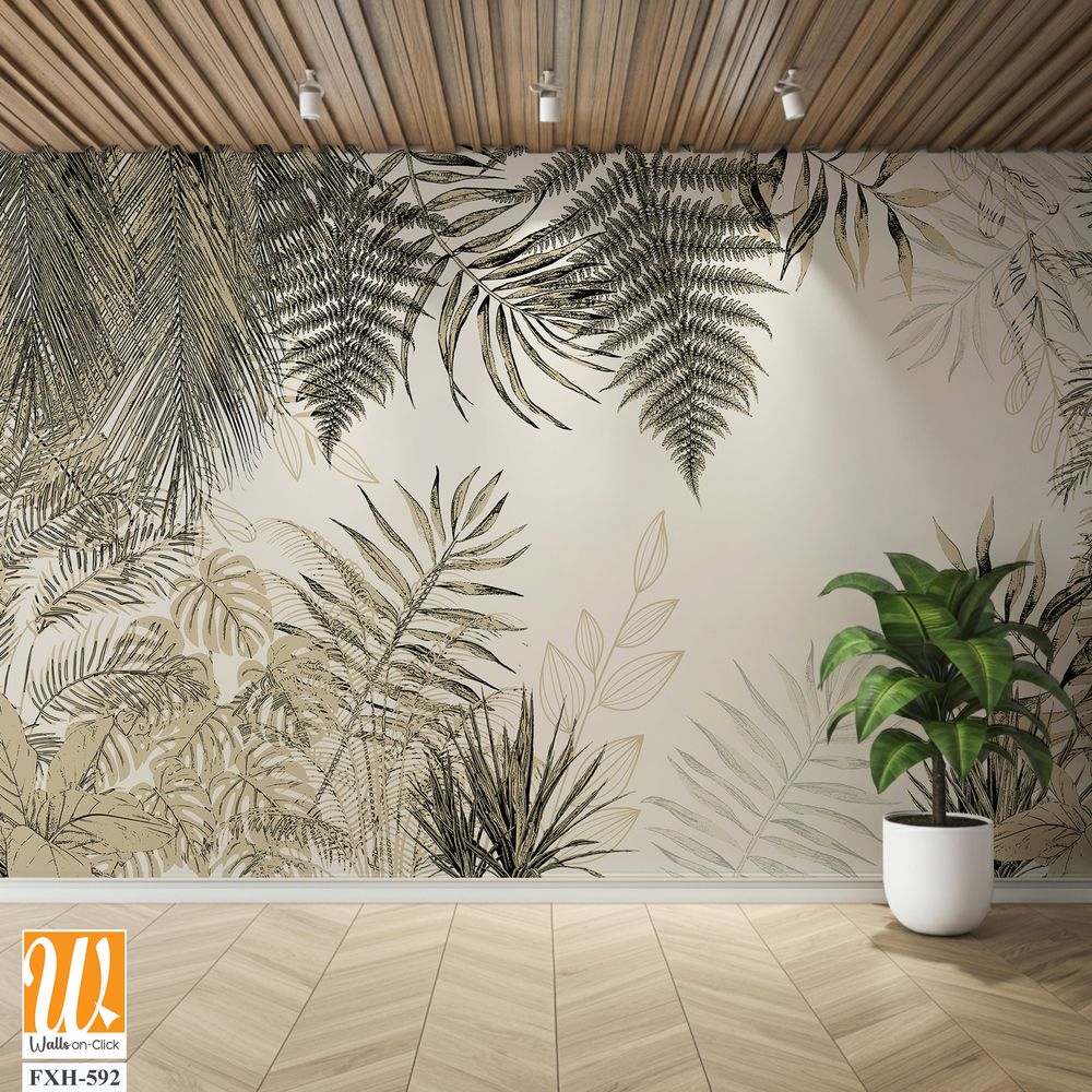 Tropical Trees wallpaper design for digital printing - Mural - 3D illustration [WP-FXH-592]