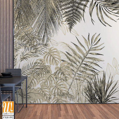 Tropical Trees wallpaper design for digital printing - Mural - 3D illustration [WP-FXH-592]