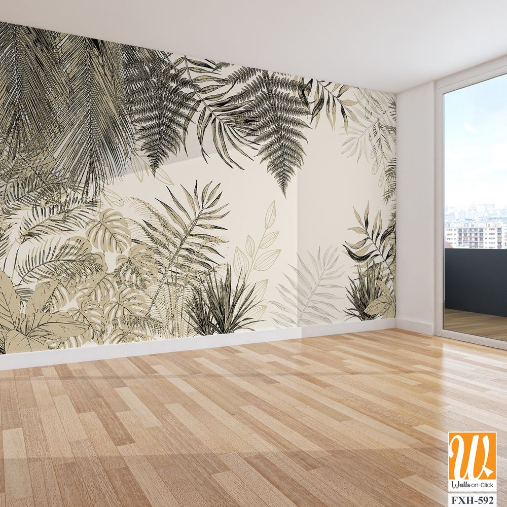 Tropical Trees wallpaper design for digital printing - Mural - 3D illustration [WP-FXH-592]