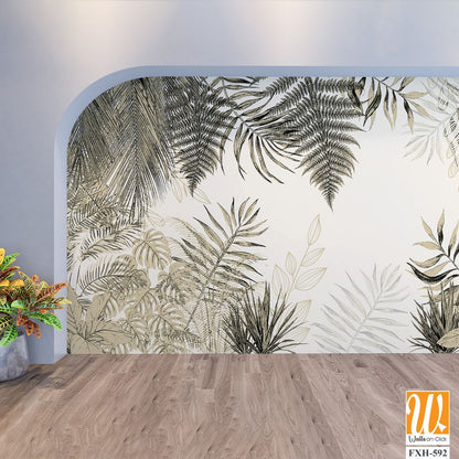 Tropical Trees wallpaper design for digital printing - Mural - 3D illustration [WP-FXH-592]