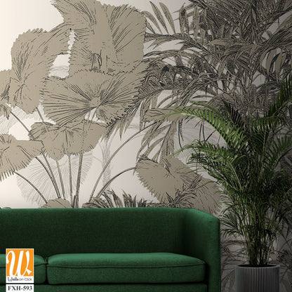 Tropical Trees wallpaper design for digital printing - Mural - 3D illustration [WP-FXH-593]