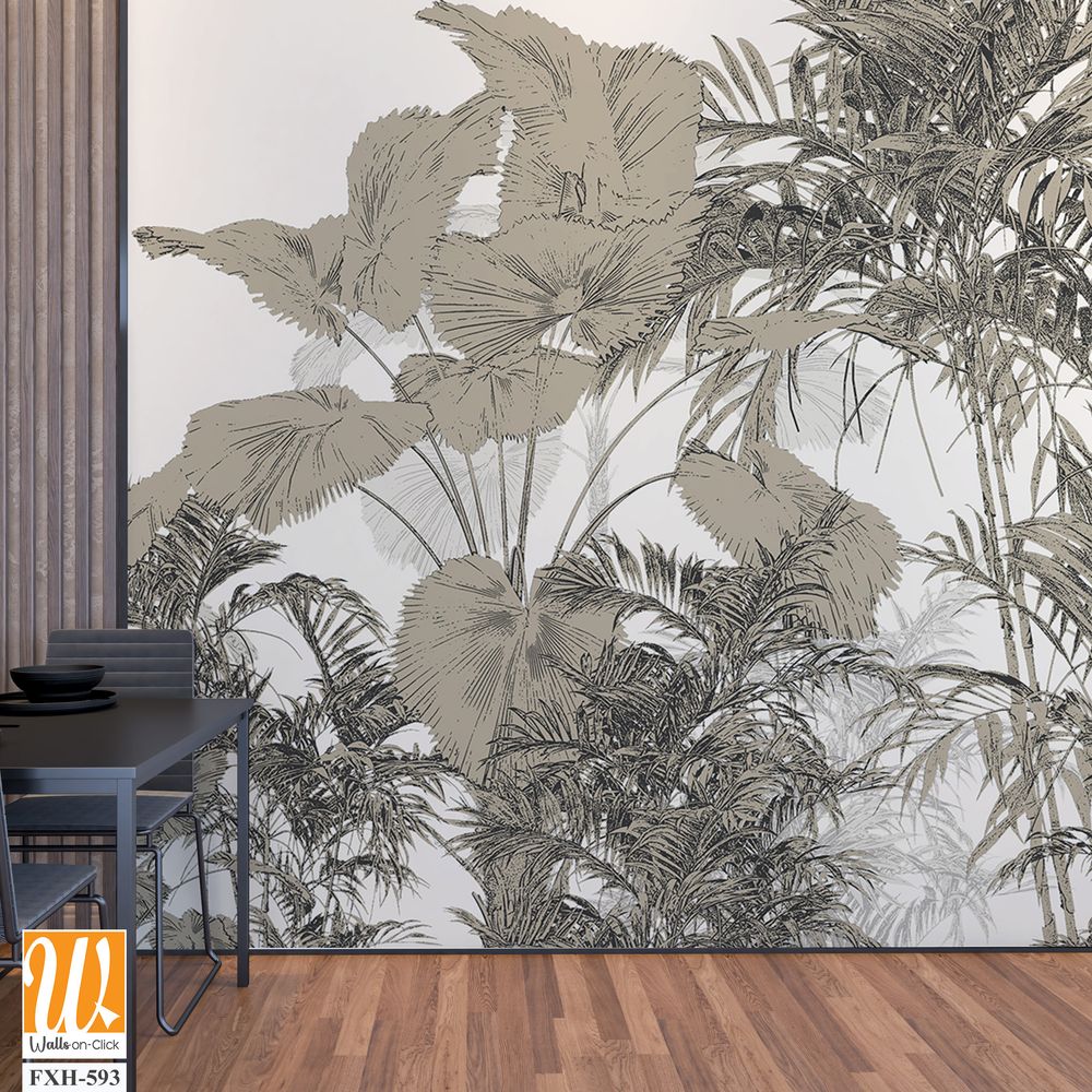 Tropical Trees wallpaper design for digital printing - Mural - 3D illustration [WP-FXH-593]