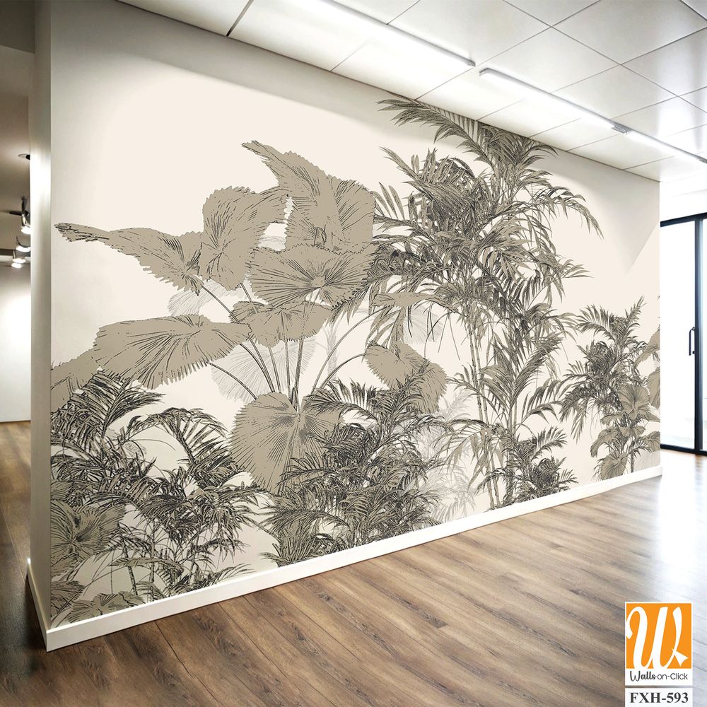 Tropical Trees wallpaper design for digital printing - Mural - 3D illustration [WP-FXH-593]